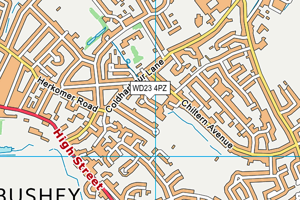 WD23 4PZ map - OS VectorMap District (Ordnance Survey) WD23 4PZ map - OS VectorMap District (Ordnance Survey)