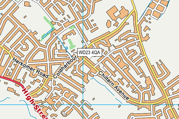 WD23 4QA map - OS VectorMap District (Ordnance Survey) WD23 4QA map - OS VectorMap District (Ordnance Survey)
