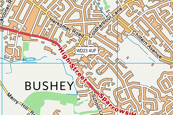 WD23 4UF map - OS VectorMap District (Ordnance Survey)