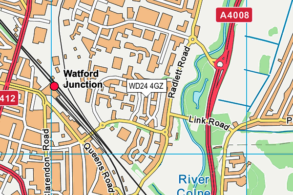 WD24 4GZ map - OS VectorMap District (Ordnance Survey)