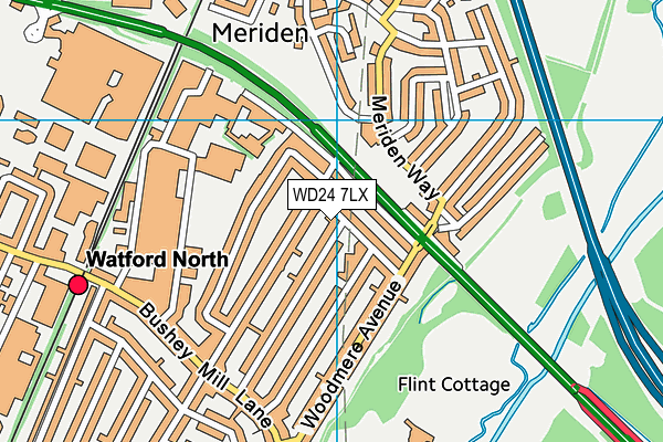 WD24 7LX map - OS VectorMap District (Ordnance Survey)