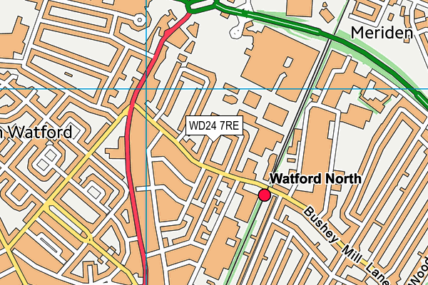 WD24 7RE map - OS VectorMap District (Ordnance Survey)