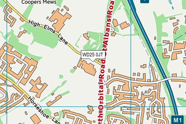 WD25 0JT map - OS VectorMap District (Ordnance Survey)