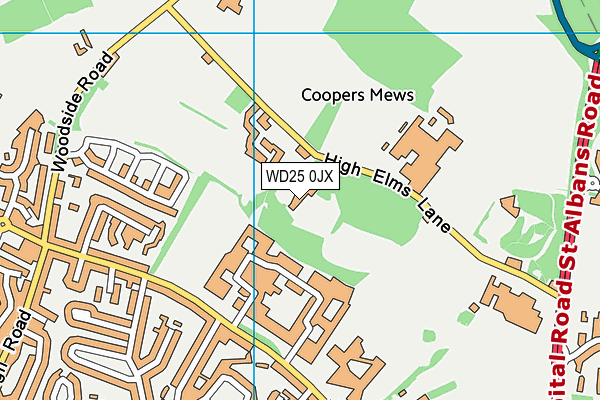 WD25 0JX map - OS VectorMap District (Ordnance Survey) WD25 0JX map - OS VectorMap District (Ordnance Survey)