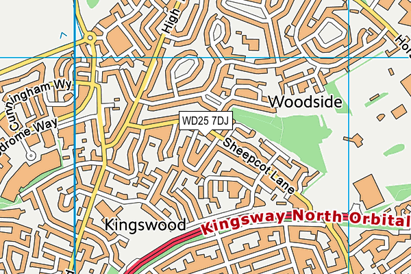 WD25 7DJ map - OS VectorMap District (Ordnance Survey)