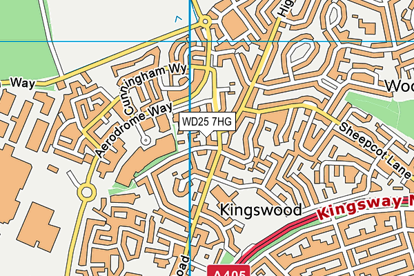 WD25 7HG map - OS VectorMap District (Ordnance Survey)