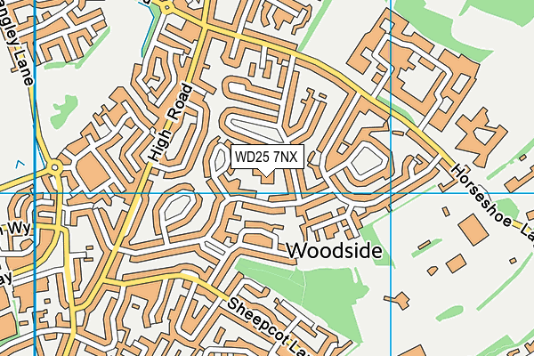 WD25 7NX map - OS VectorMap District (Ordnance Survey)