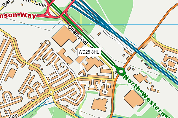 WD25 8HL map - OS VectorMap District (Ordnance Survey)