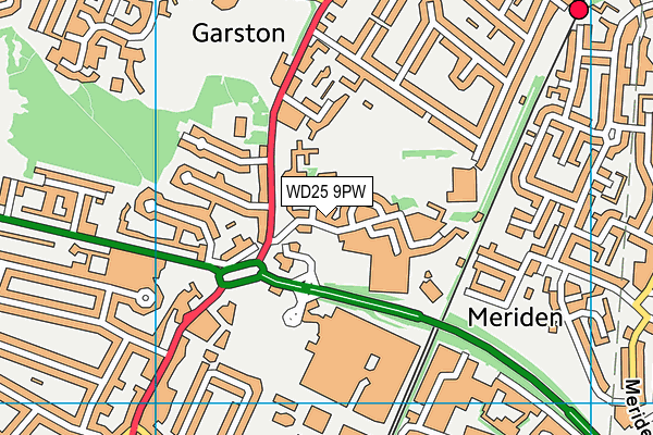 WD25 9PW map - OS VectorMap District (Ordnance Survey)