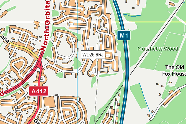 WD25 9RJ map - OS VectorMap District (Ordnance Survey)