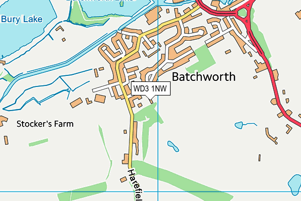 WD3 1NW map - OS VectorMap District (Ordnance Survey)
