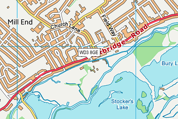 WD3 8GE map - OS VectorMap District (Ordnance Survey)