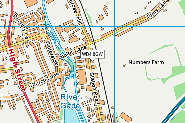 WD4 8GW map - OS VectorMap District (Ordnance Survey) WD4 8GW map - OS VectorMap District (Ordnance Survey)