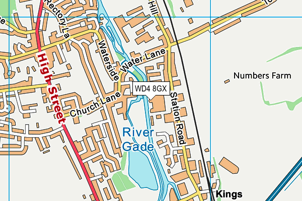 WD4 8GX map - OS VectorMap District (Ordnance Survey)