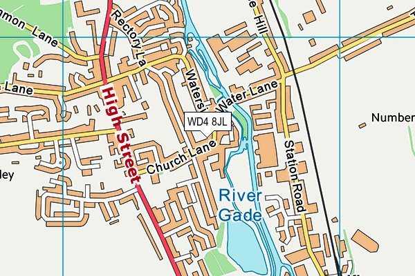 WD4 8JL map - OS VectorMap District (Ordnance Survey) WD4 8JL map - OS VectorMap District (Ordnance Survey)