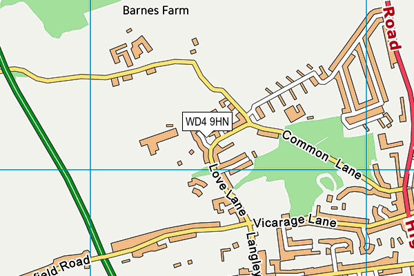 WD4 9HN map - OS VectorMap District (Ordnance Survey)