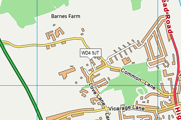 WD4 9JT map - OS VectorMap District (Ordnance Survey) WD4 9JT map - OS VectorMap District (Ordnance Survey)