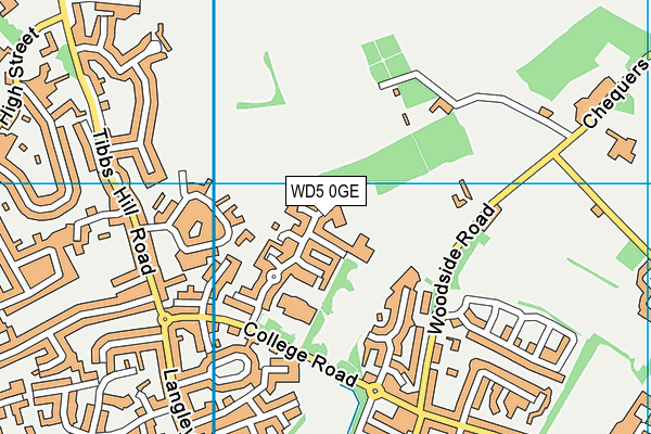 WD5 0GE map - OS VectorMap District (Ordnance Survey)