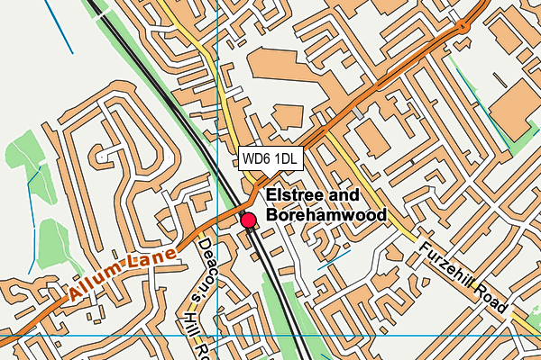 WD6 1DL map - OS VectorMap District (Ordnance Survey)