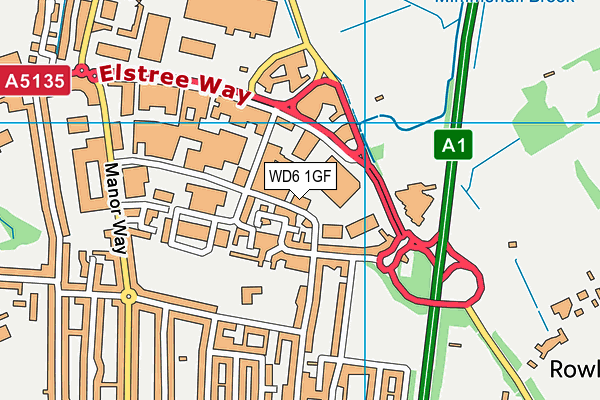 WD6 1GF map - OS VectorMap District (Ordnance Survey)