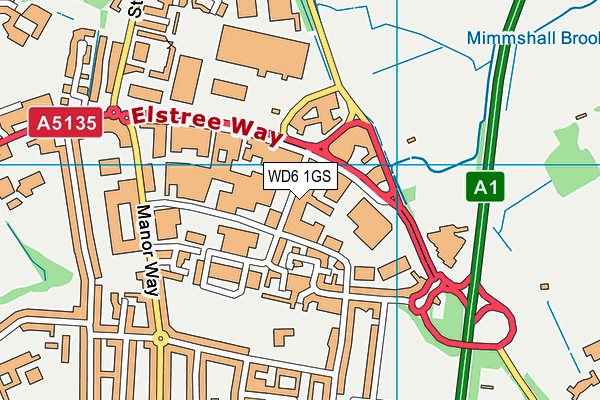 WD6 1GS map - OS VectorMap District (Ordnance Survey)