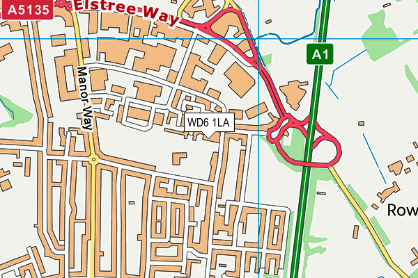 WD6 1LA map - OS VectorMap District (Ordnance Survey)