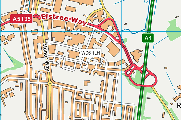 WD6 1LH map - OS VectorMap District (Ordnance Survey) WD6 1LH map - OS VectorMap District (Ordnance Survey)