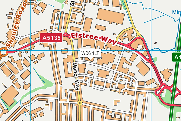 WD6 1LT map - OS VectorMap District (Ordnance Survey)