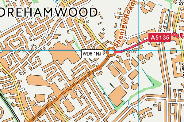 WD6 1NJ map - OS VectorMap District (Ordnance Survey) WD6 1NJ map - OS VectorMap District (Ordnance Survey)