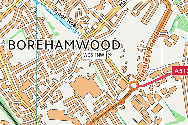 WD6 1NW map - OS VectorMap District (Ordnance Survey)