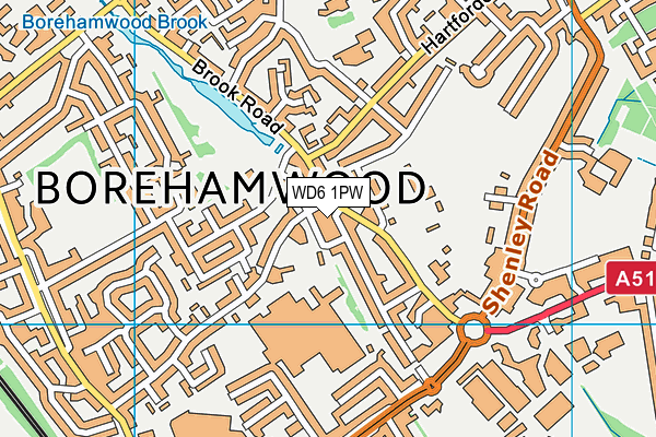 WD6 1PW map - OS VectorMap District (Ordnance Survey) WD6 1PW map - OS VectorMap District (Ordnance Survey)