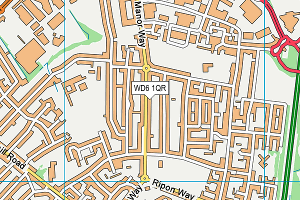 WD6 1QR map - OS VectorMap District (Ordnance Survey) WD6 1QR map - OS VectorMap District (Ordnance Survey)