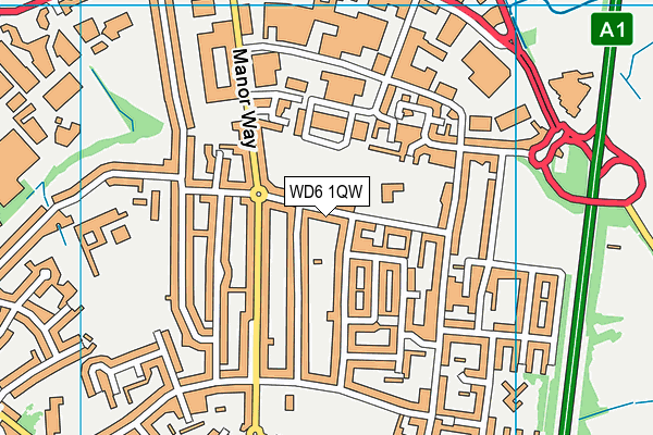 WD6 1QW map - OS VectorMap District (Ordnance Survey) WD6 1QW map - OS VectorMap District (Ordnance Survey)