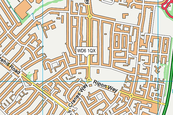 WD6 1QX map - OS VectorMap District (Ordnance Survey) WD6 1QX map - OS VectorMap District (Ordnance Survey)