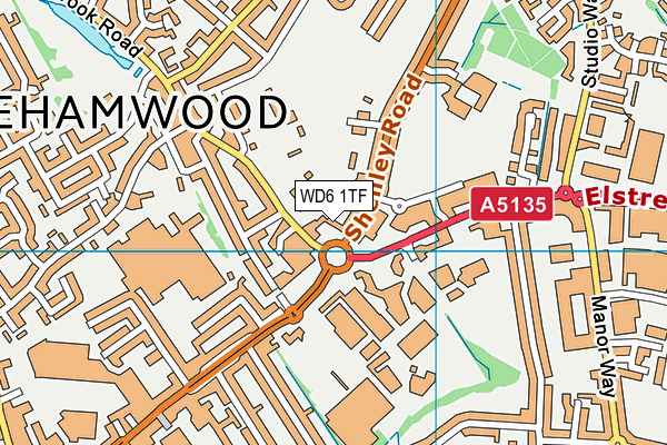 WD6 1TF map - OS VectorMap District (Ordnance Survey)