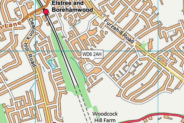 WD6 2AH map - OS VectorMap District (Ordnance Survey)