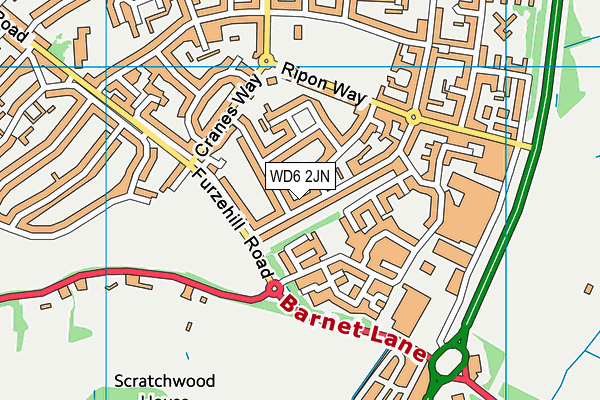 WD6 2JN map - OS VectorMap District (Ordnance Survey)