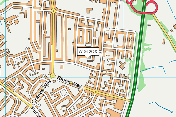 WD6 2QX map - OS VectorMap District (Ordnance Survey) WD6 2QX map - OS VectorMap District (Ordnance Survey)