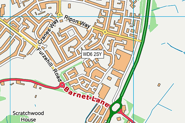 WD6 2SY map - OS VectorMap District (Ordnance Survey)