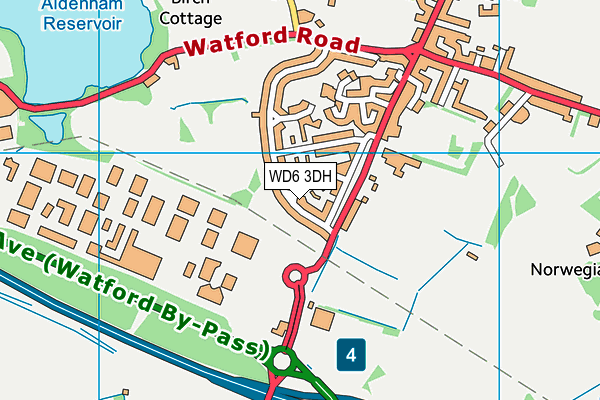 WD6 3DH map - OS VectorMap District (Ordnance Survey)