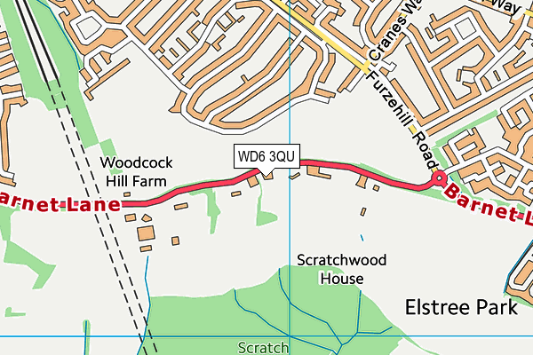 WD6 3QU map - OS VectorMap District (Ordnance Survey)