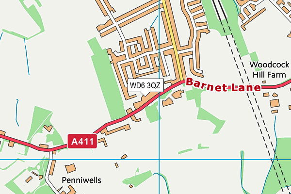 WD6 3QZ map - OS VectorMap District (Ordnance Survey) WD6 3QZ map - OS VectorMap District (Ordnance Survey)