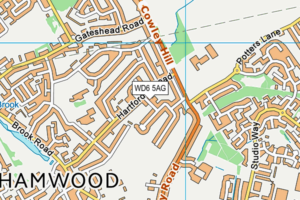 WD6 5AG map - OS VectorMap District (Ordnance Survey) WD6 5AG map - OS VectorMap District (Ordnance Survey)