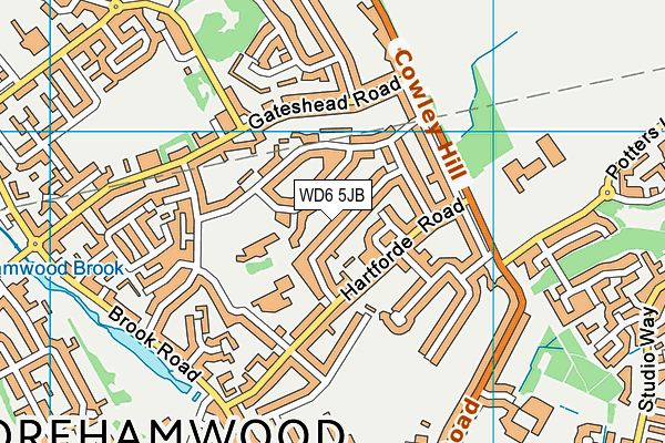 WD6 5JB map - OS VectorMap District (Ordnance Survey)