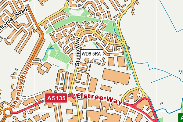 WD6 5RA map - OS VectorMap District (Ordnance Survey)