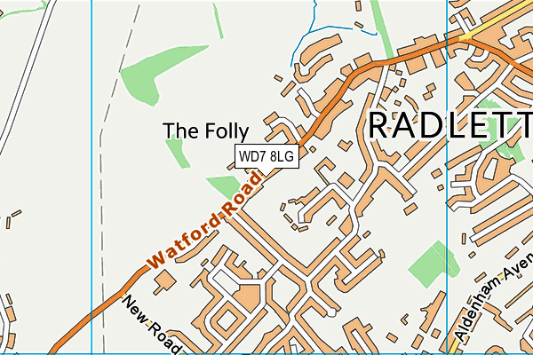 WD7 8LG map - OS VectorMap District (Ordnance Survey)