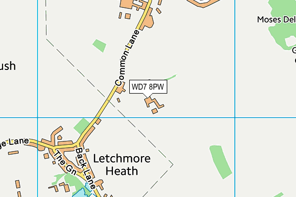WD7 8PW map - OS VectorMap District (Ordnance Survey)