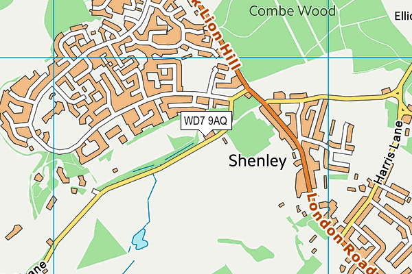 WD7 9AQ map - OS VectorMap District (Ordnance Survey) WD7 9AQ map - OS VectorMap District (Ordnance Survey)