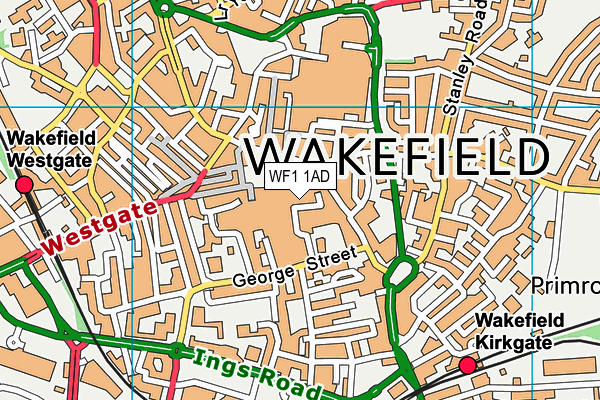WF1 1AD map - OS VectorMap District (Ordnance Survey) WF1 1AD map - OS VectorMap District (Ordnance Survey)