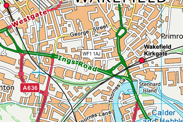 WF1 1AJ map - OS VectorMap District (Ordnance Survey) WF1 1AJ map - OS VectorMap District (Ordnance Survey)